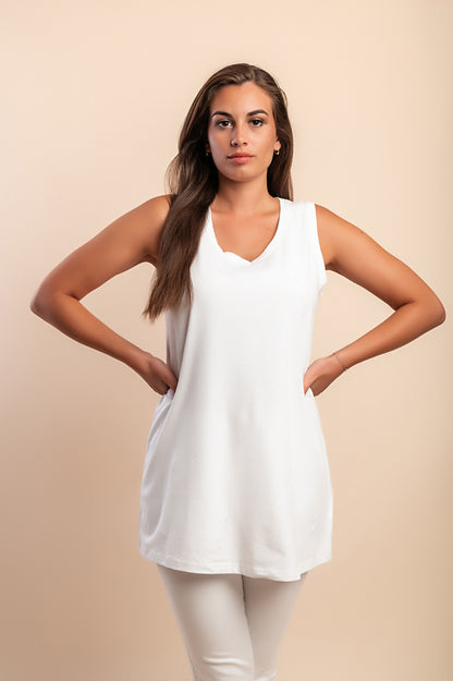 Tunic senza maniche, bianca