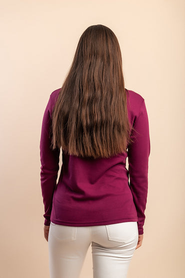 Top a maniche lunghe in cotone, viola
