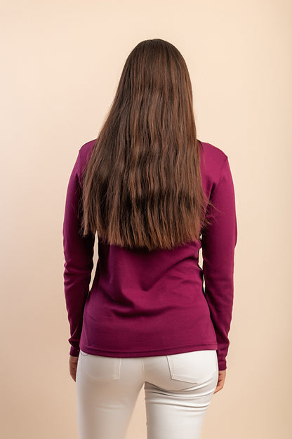 Top a maniche lunghe in cotone, viola
