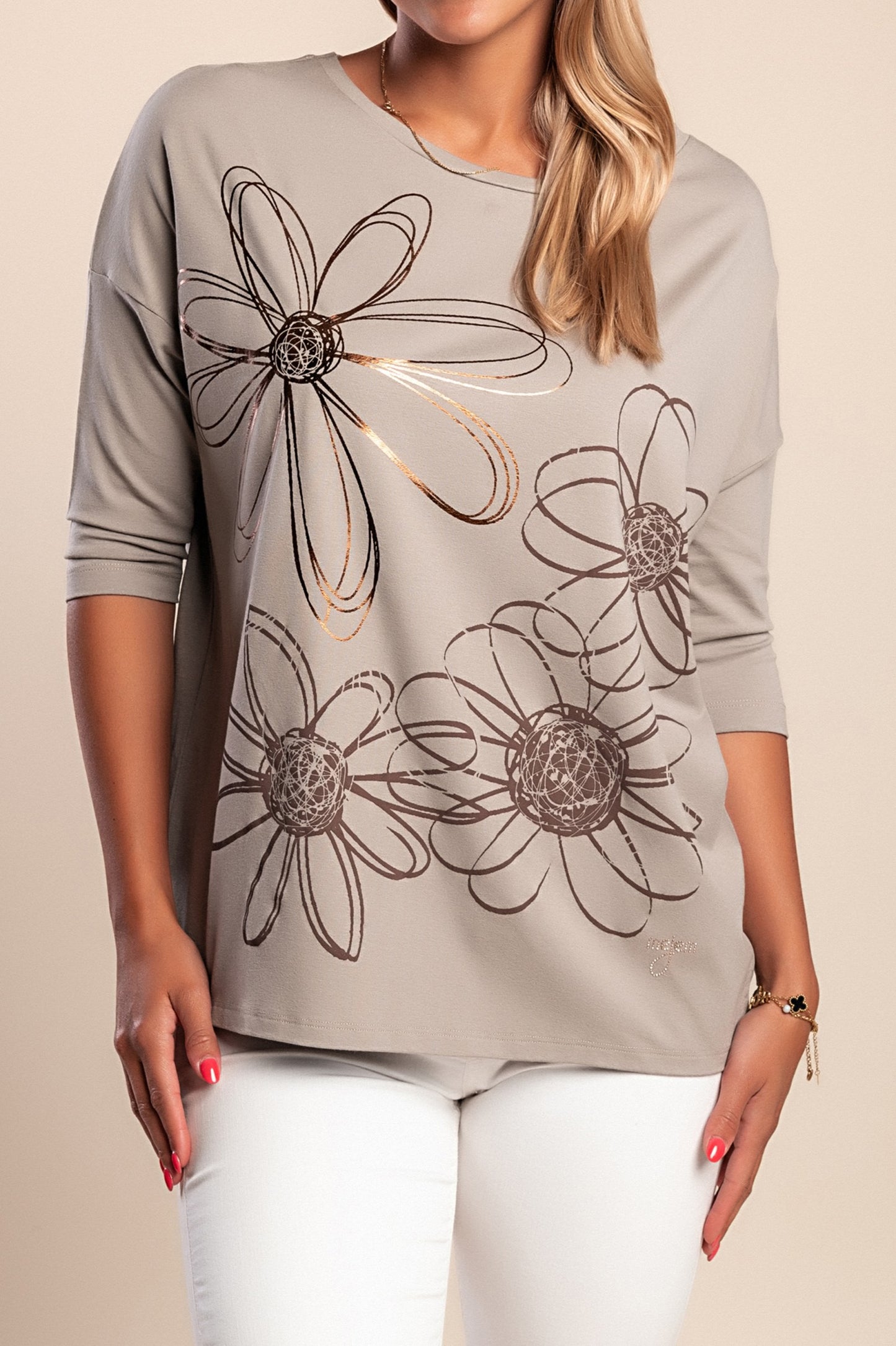 Maglietta a maniche 3/4, bianca