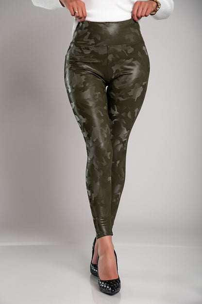 Leggings con fodera e vita ampia, verde oliva