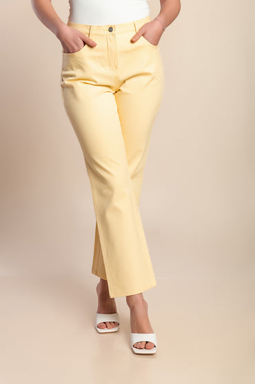 Pantaloni di cotone taglie forti, gialli