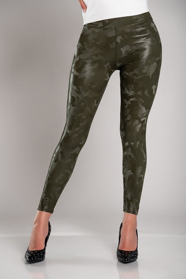 Leggings con fodera e vita ampia, verde oliva