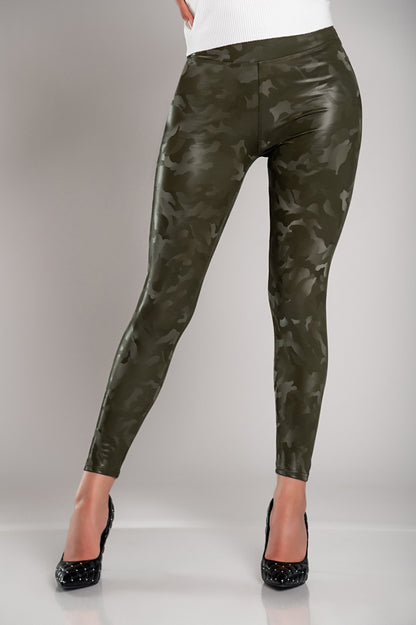 Leggings con fodera e vita ampia, verde oliva