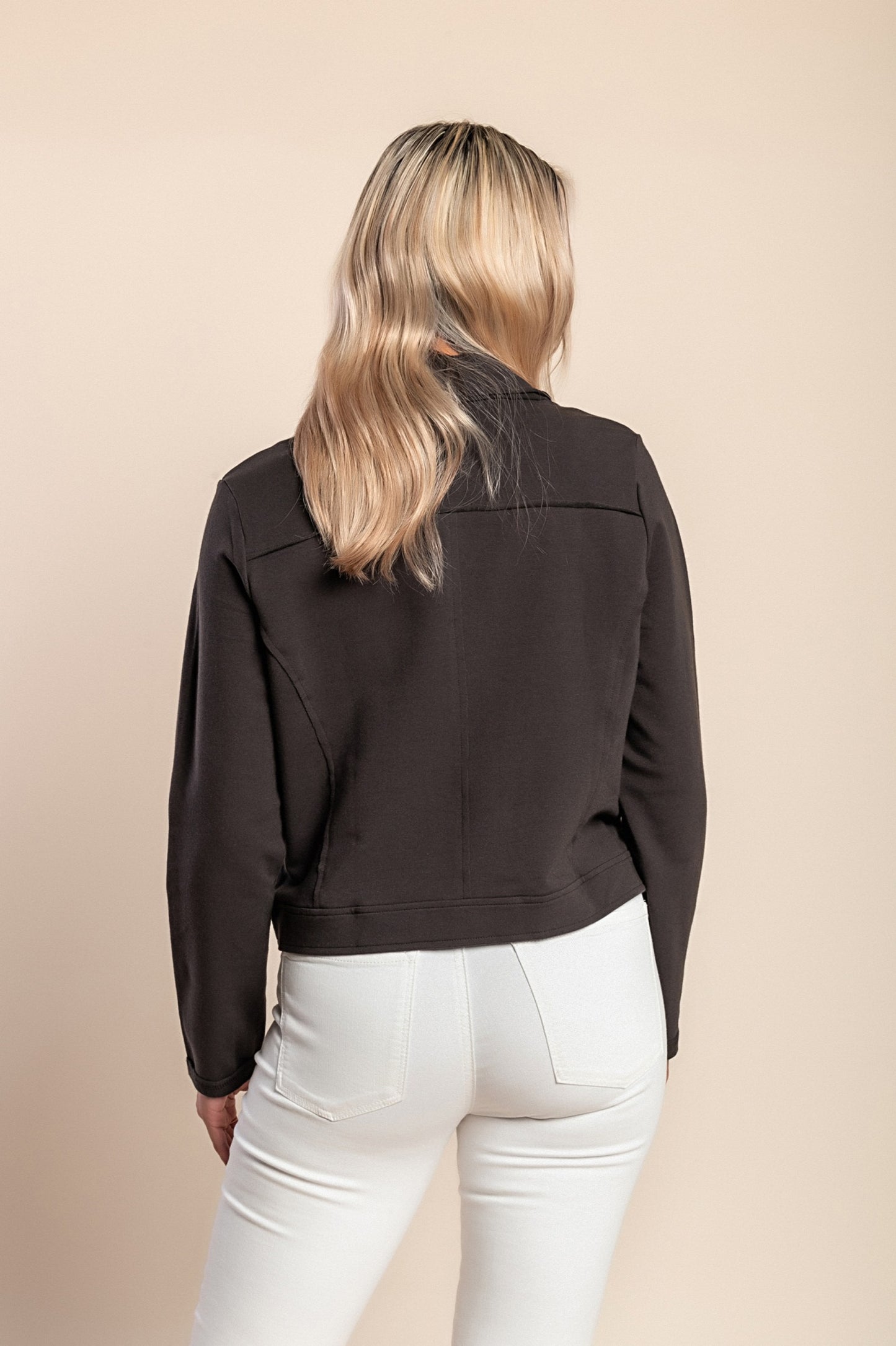 Top con cerniera, oliva