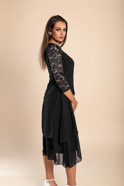 Abito elegante con pizzo, blu scuro