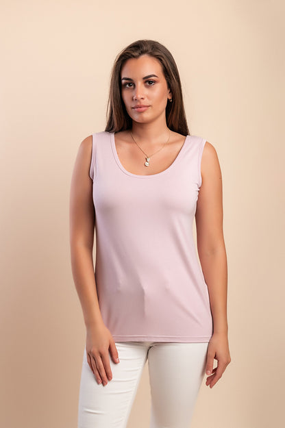 Top senza maniche in cotone, rosa