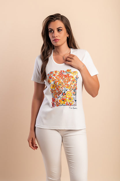 T-shirt in cotone con stampa, nera