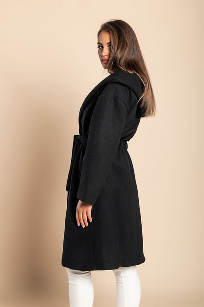 Cappotto elegante con cappuccio, beige