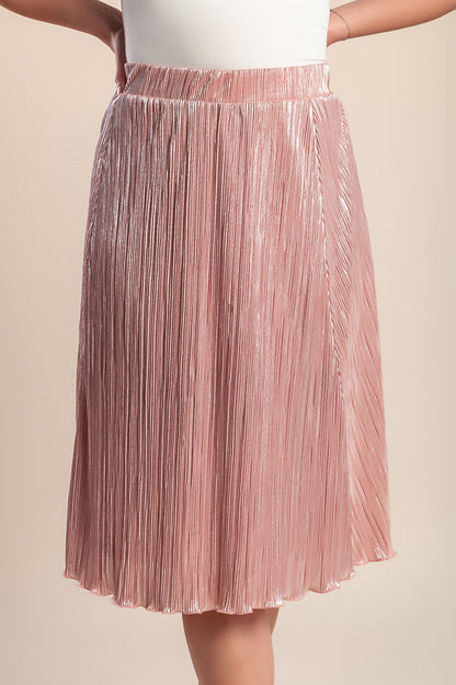 Gonna midi plissettata taglie forti, rosa