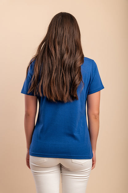 T-shirt in cotone con stampa, blu reale