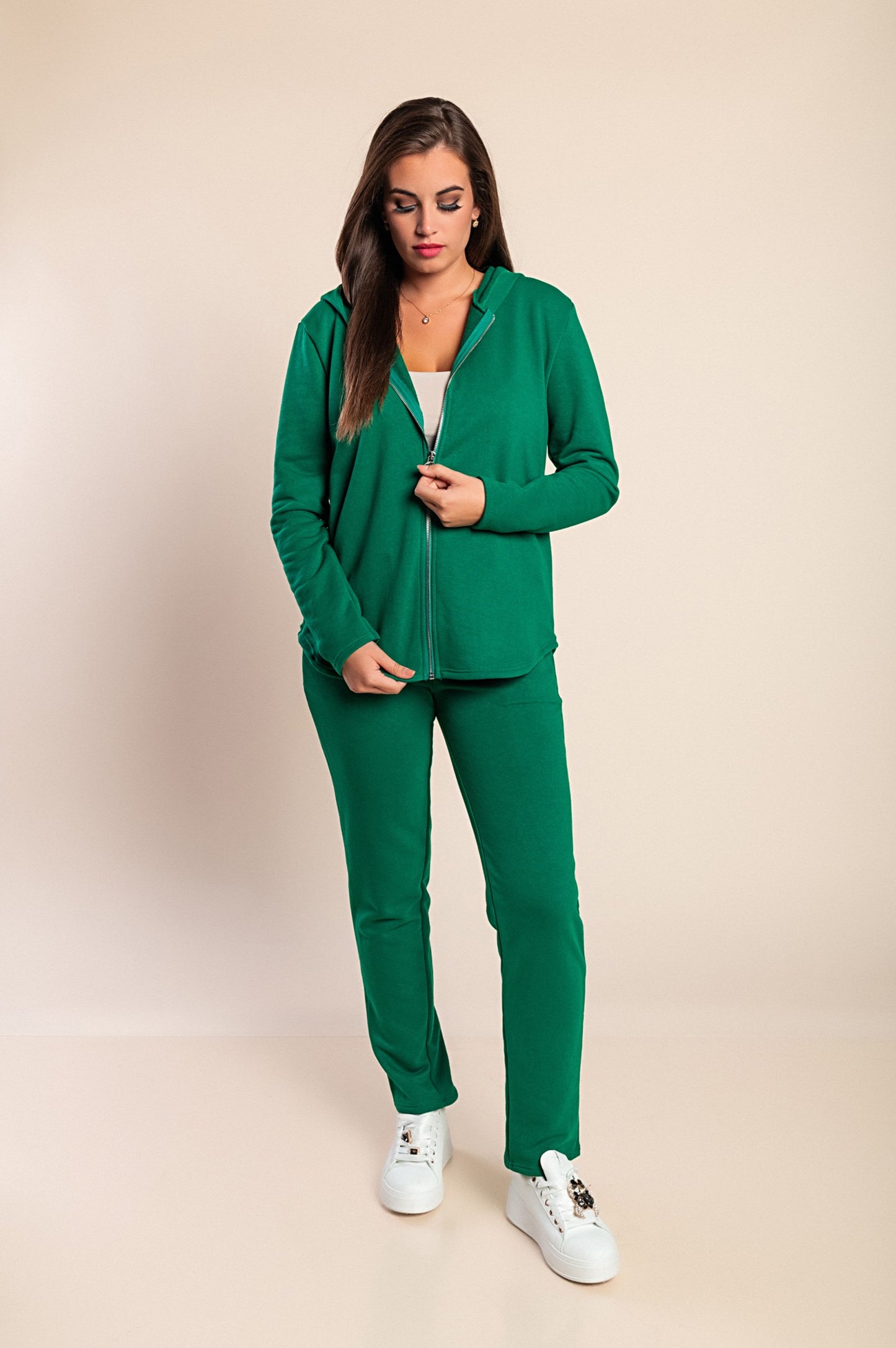 Completo tuta con zip, grigio chiaro