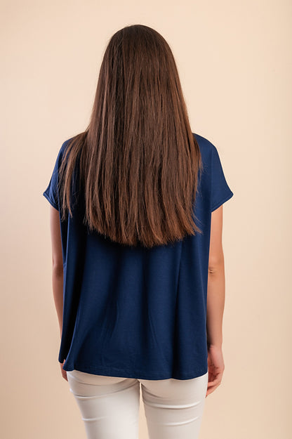 Maglietta con stampa, blu scuro