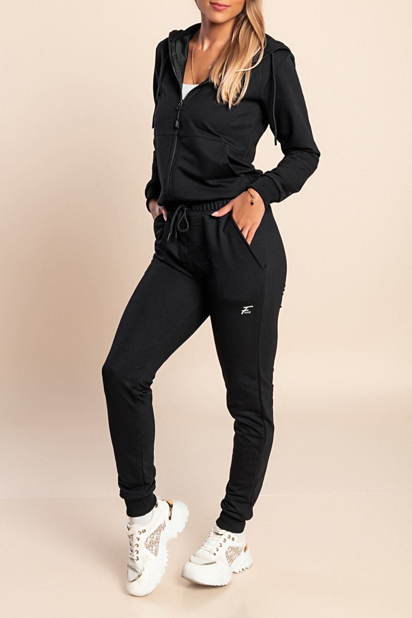 Tuta in cotone due pezzi, nera