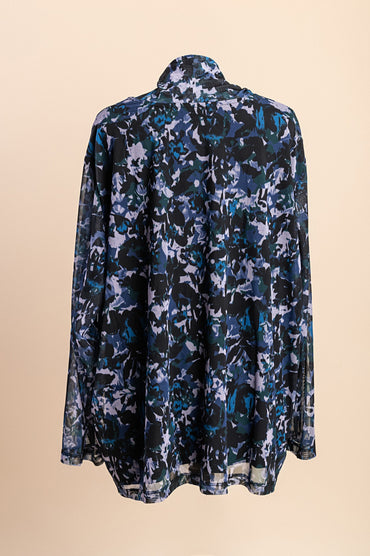Blusa stampata taglie forti, nera