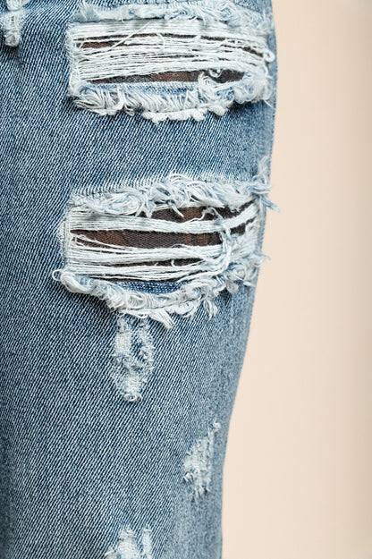 Jeans tagliati con stampa con orlo sfilacciato Alexandria, verde