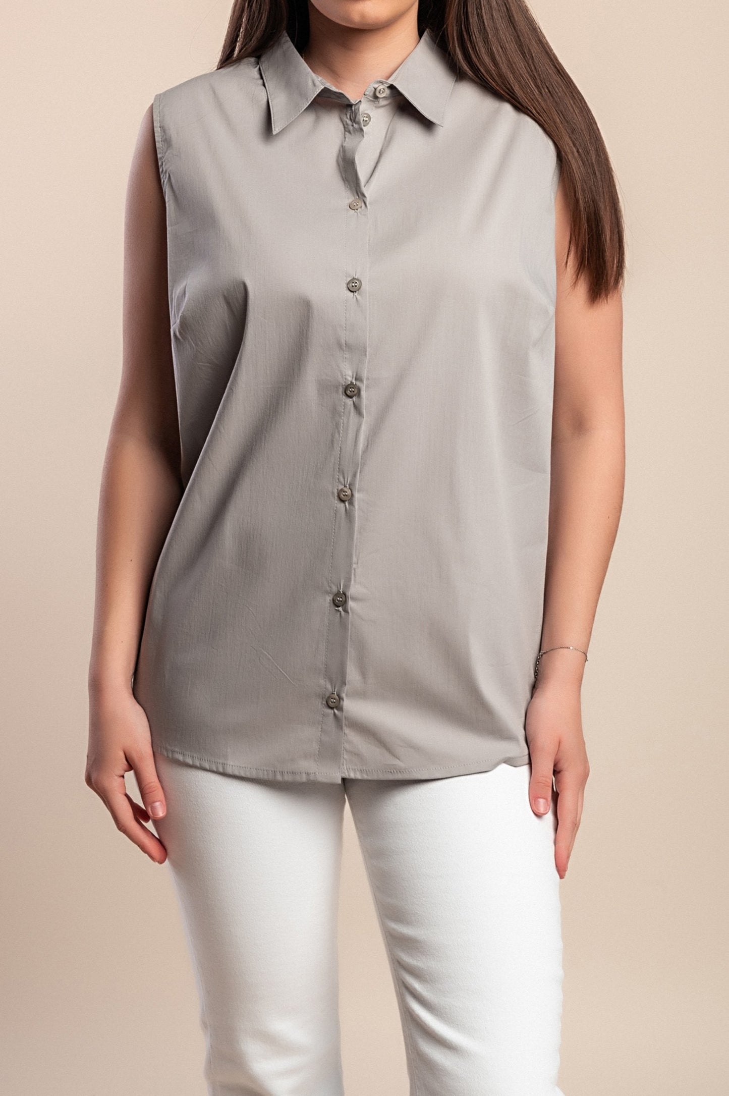 Maglietta senza maniche taglie forti, grigia