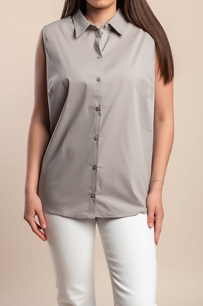 Maglietta senza maniche taglie forti, grigia