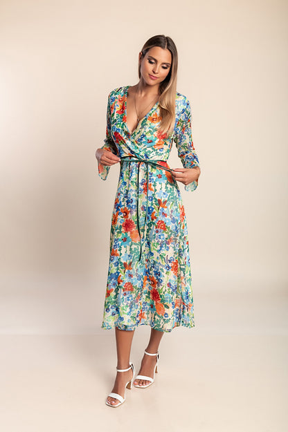 Abito con stampa floreale, blu