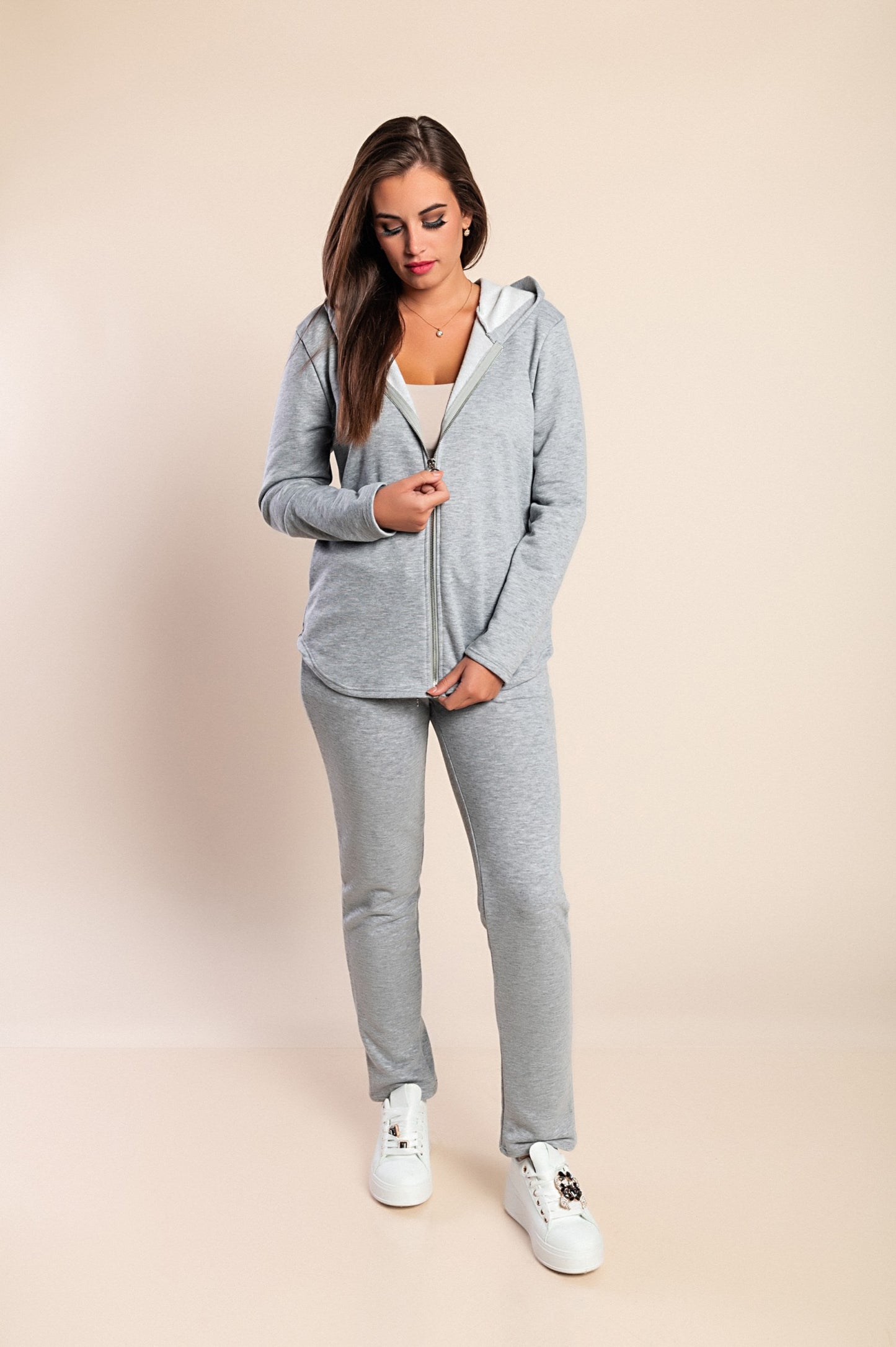 Completo tuta con zip, grigio chiaro