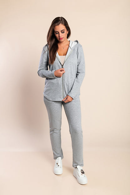 Completo tuta con zip, grigio chiaro