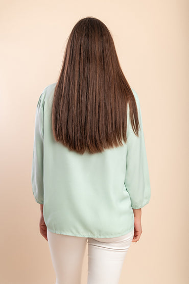 Blusa girocollo, menta