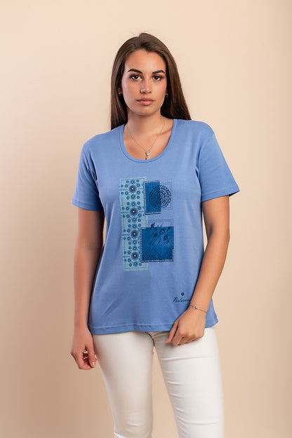 T-shirt in cotone con stampa, rosa