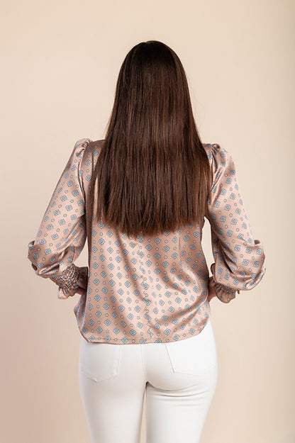 Camicetta stampata, colore beige