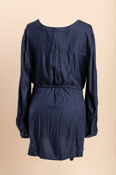 Camicia taglie forti con ricamo, blu scuro