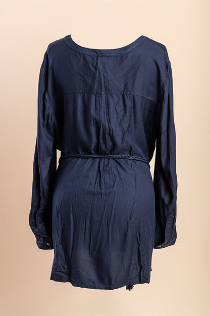 Camicia taglie forti con ricamo, blu scuro