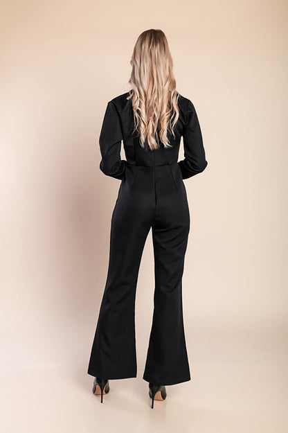 Tuta elegante con bottoni decorativi, nera