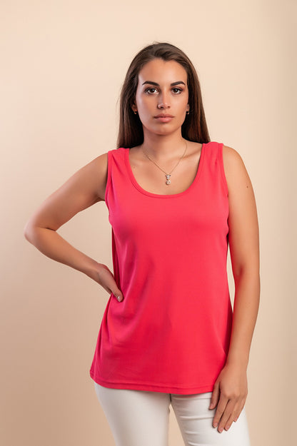 Top senza maniche in cotone, beige