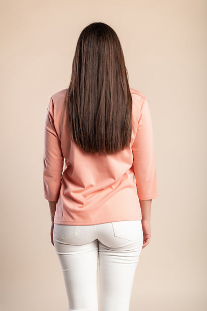 Camicetta con maniche a 3/4, albicocca