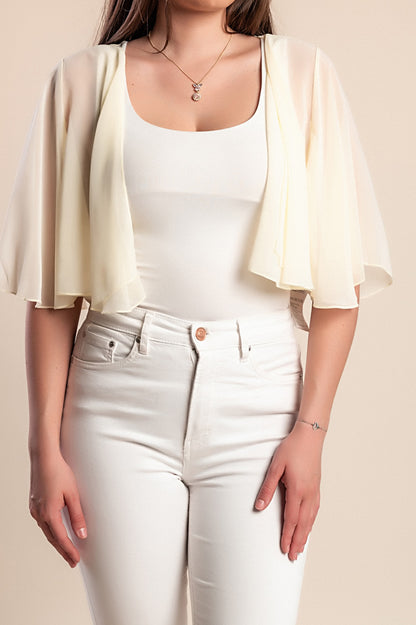 Mantella semitrasparente taglie forti, gialla