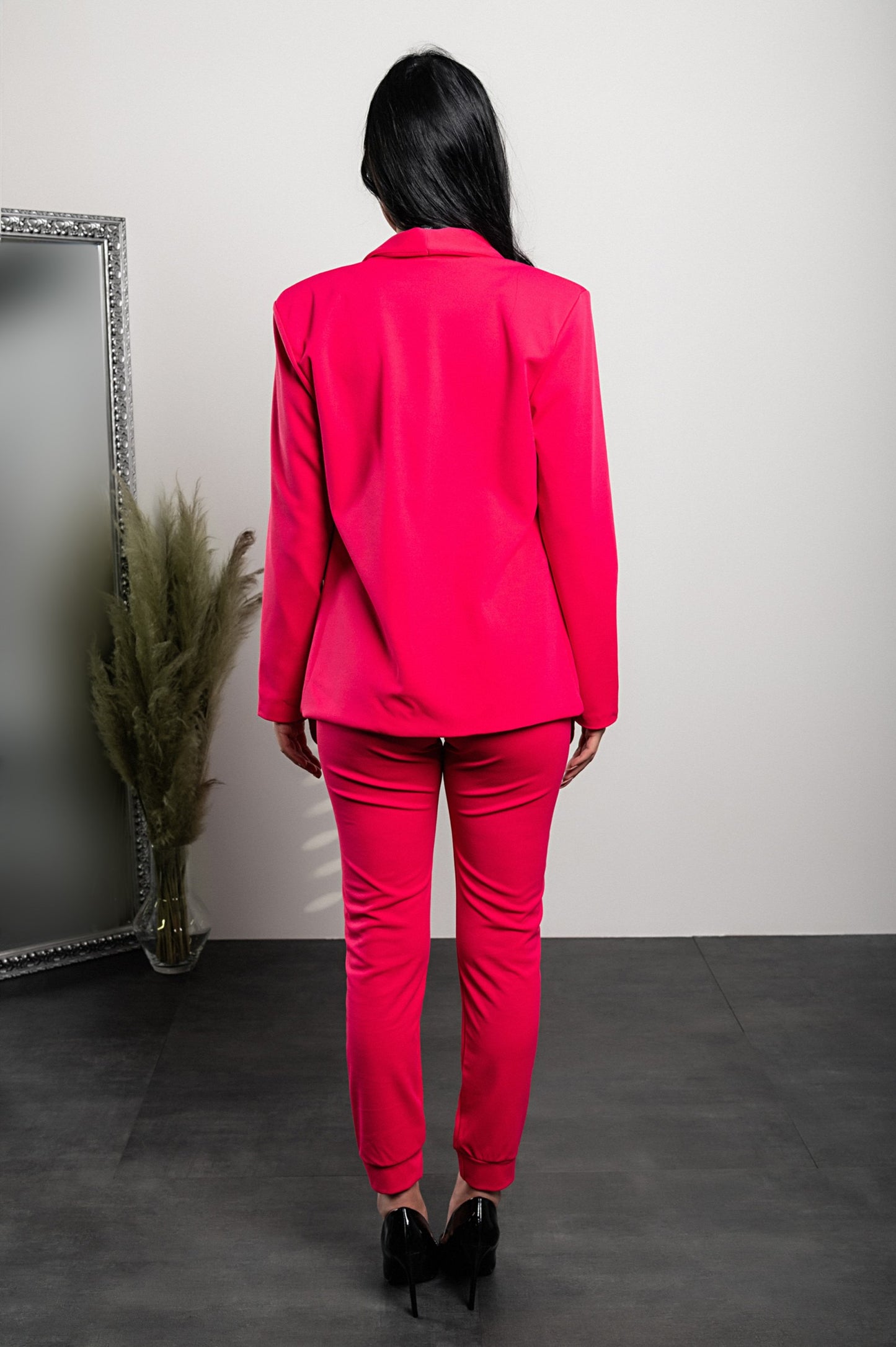 Completo di pantaloni e blazer elegante senza lettere Estrena, nero-nero