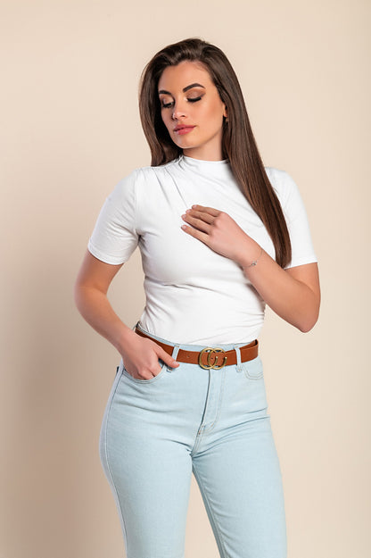 Top a maniche corte, bianco