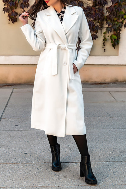 Elegante cappotto lungo con bottoni, color cammello