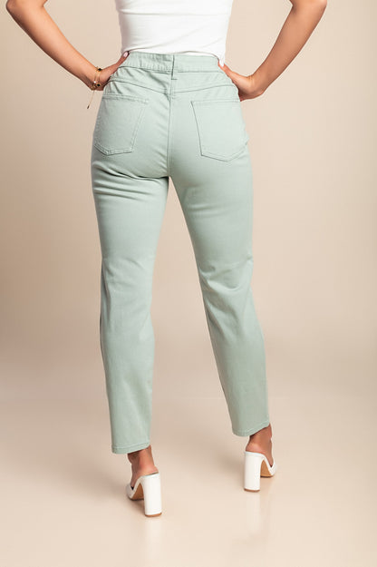 Jeans taglie forti, verde oliva chiaro