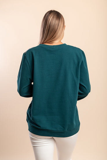 Felpa a maniche lunghe con stampa, verde