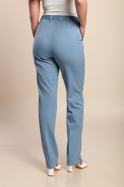 Pantaloni lunghi eleganti taglie forti, azzurro chiaro