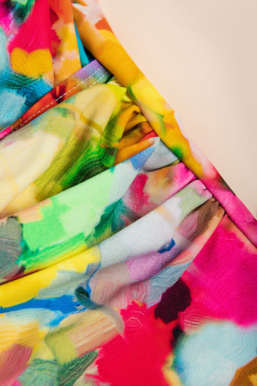 Costume da bagno stampato taglie forti, multicolore