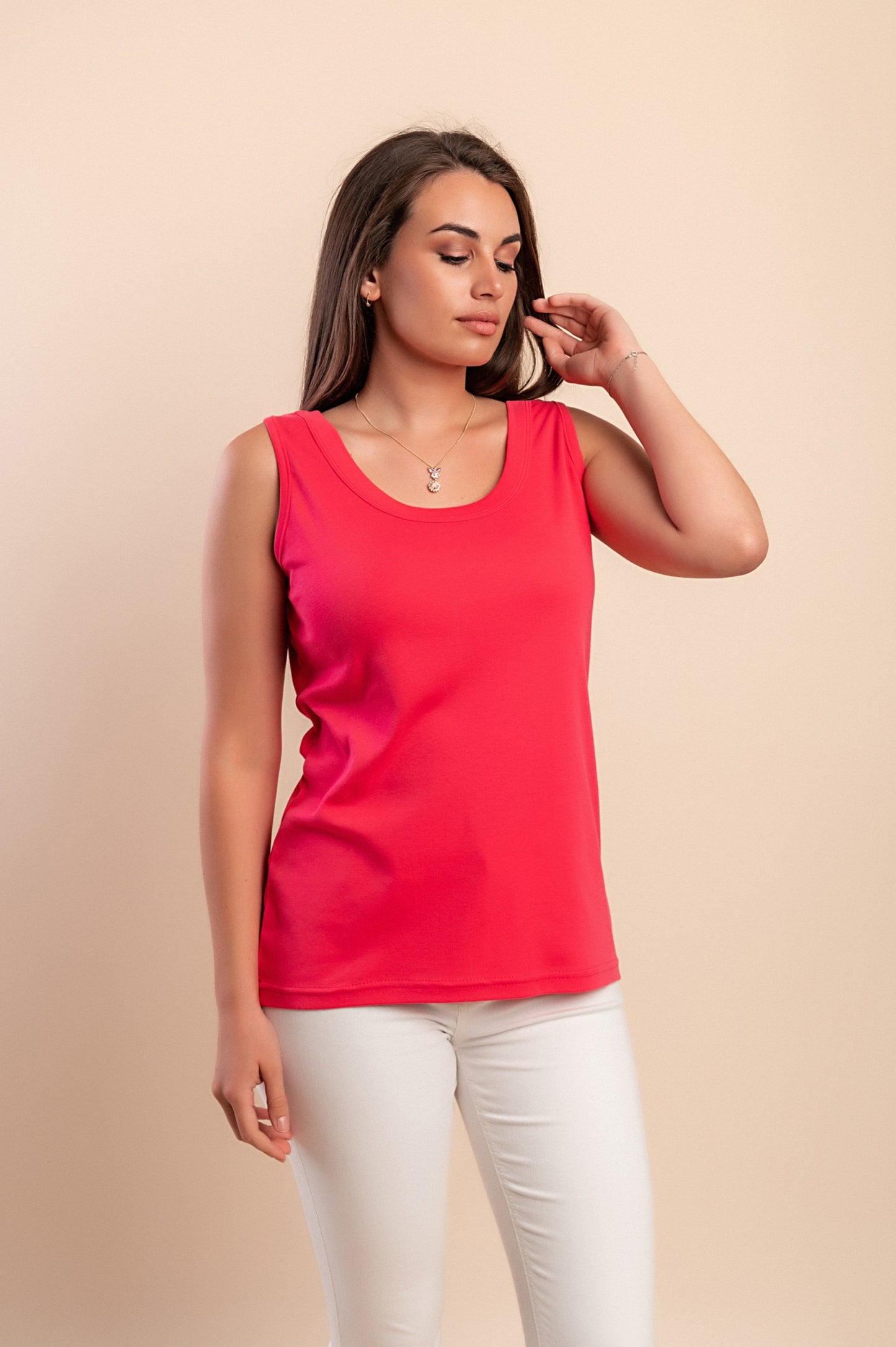 Top senza maniche in cotone, verde