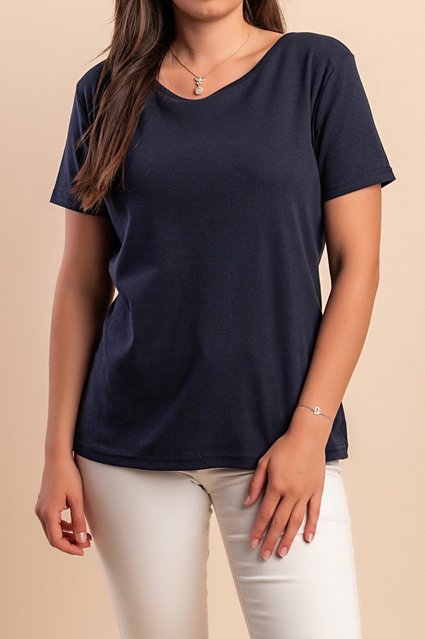 T-shirt a maniche corte in cotone, beige