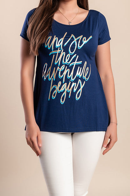 T-shirt stampata, blu