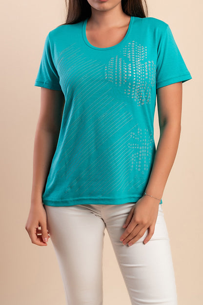 Maglietta con stampa, turchese