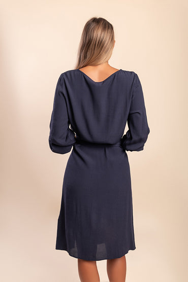 Abito taglie forti con cintura, blu scuro