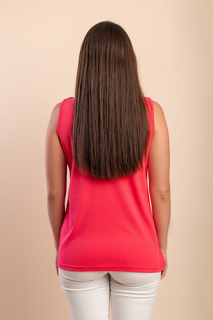 Top senza maniche in cotone, beige