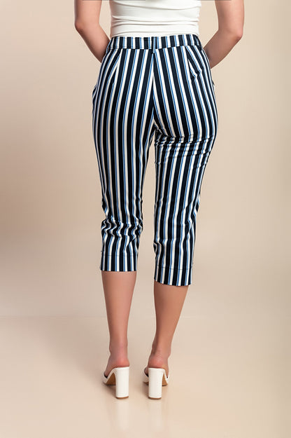 Pantaloni capri in cotone, blu scuro