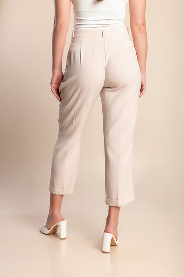 Pantaloni a vita alta, crema
