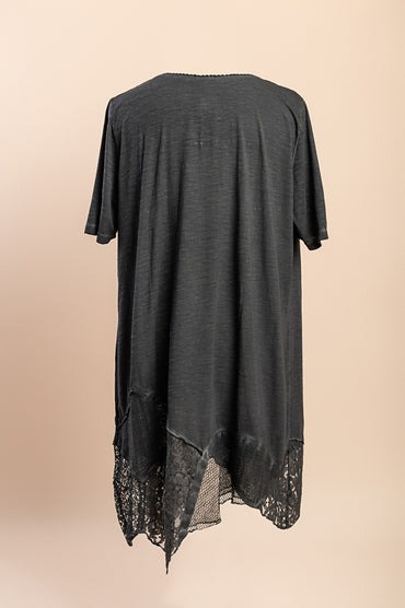Abito taglie forti con pizzo, grigio